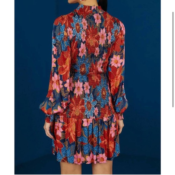 FARM RIO Mini Smocked Dress Garden Navy S - Picture 2 of 12